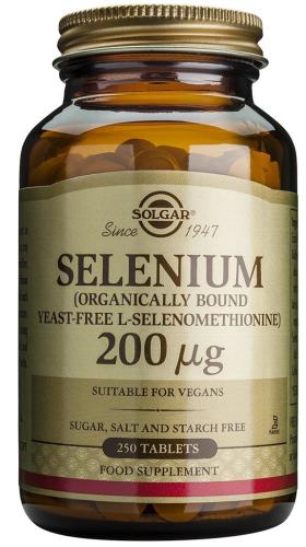 Solgar Selenium Συμπλήρωμα Διατροφής Κατάλληλο για τη Προστασία Από Καρδιακές & Εκφυλιστικές Παθήσεις​  200μg 250tabs